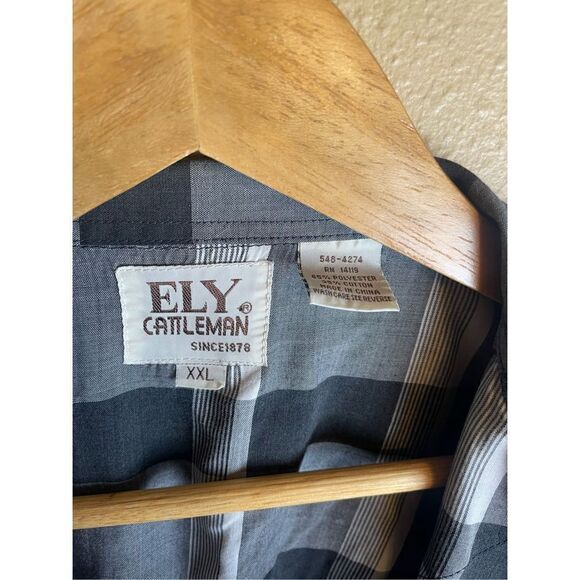 Ely Cattleman Pearl Snap Western Short Sleeve Cowboy Shirt Gray Men’s XXL - Picture 8 of 8